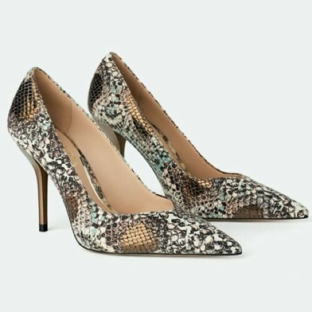 Zara | Embossed Leather Snake Bronze/Blue Pattern - Picture 3 of 16
